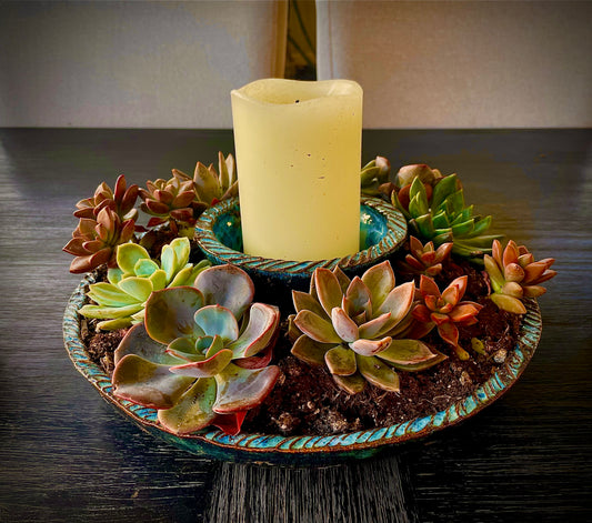 Handcrafted Custom Ceramic Centerpiece – Dual-Purpose Flower & Candle Holder